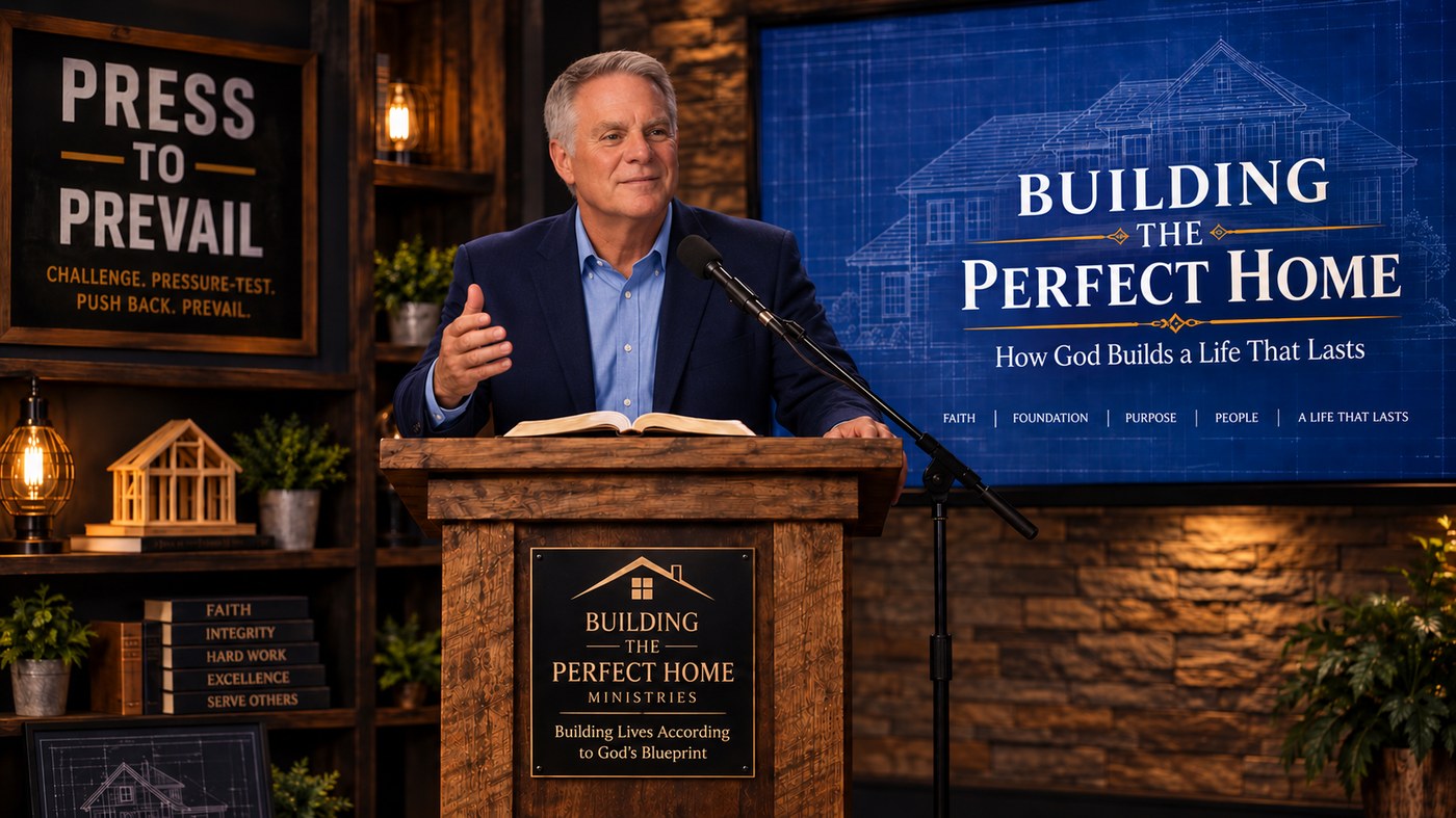 Kevin Johnson speaking at the podium — Building the Perfect Home